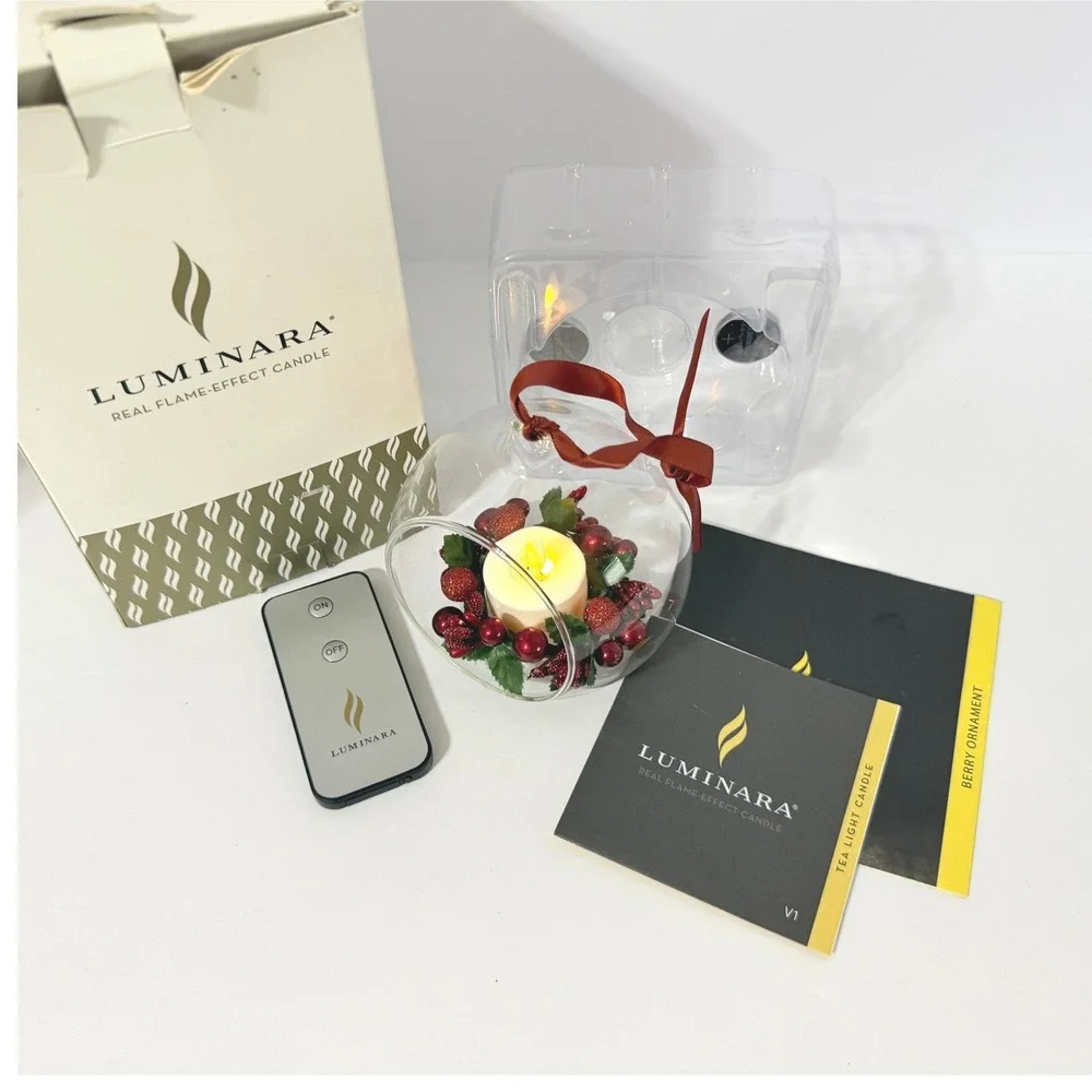 Luminara Real Flame Effect Flameless Tea Light Berry Globe Ornament Remote